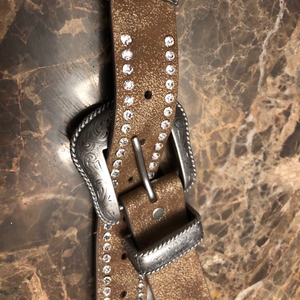 Bke genuine leather rhinestone belt medium